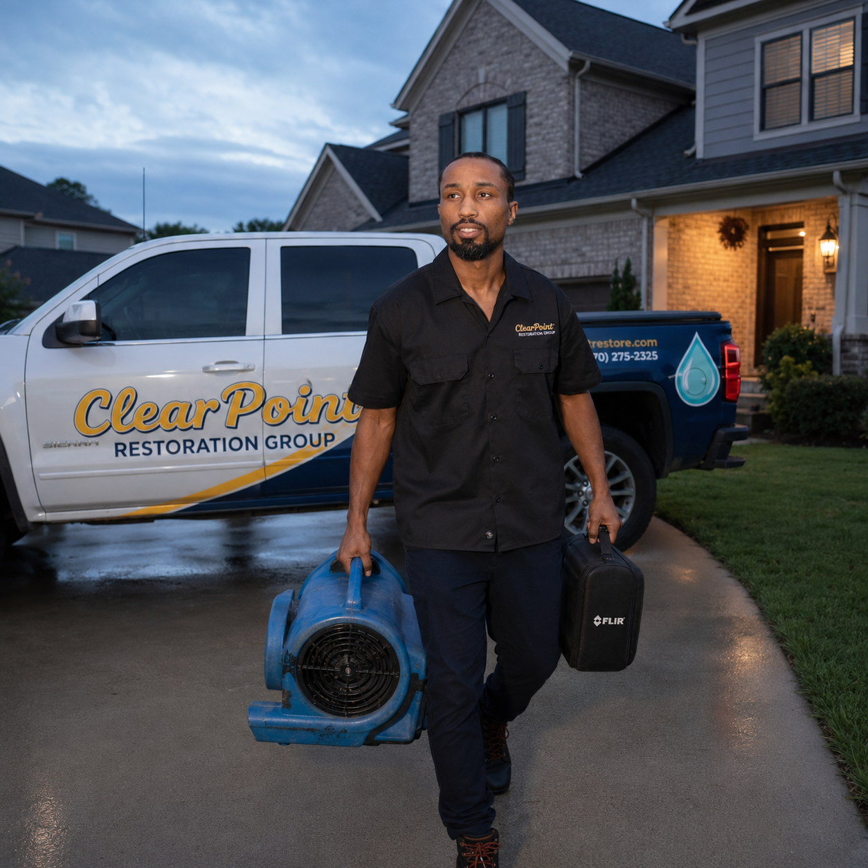 Clear Point Restoration Group — water damage restoration in progress, Atlanta GA